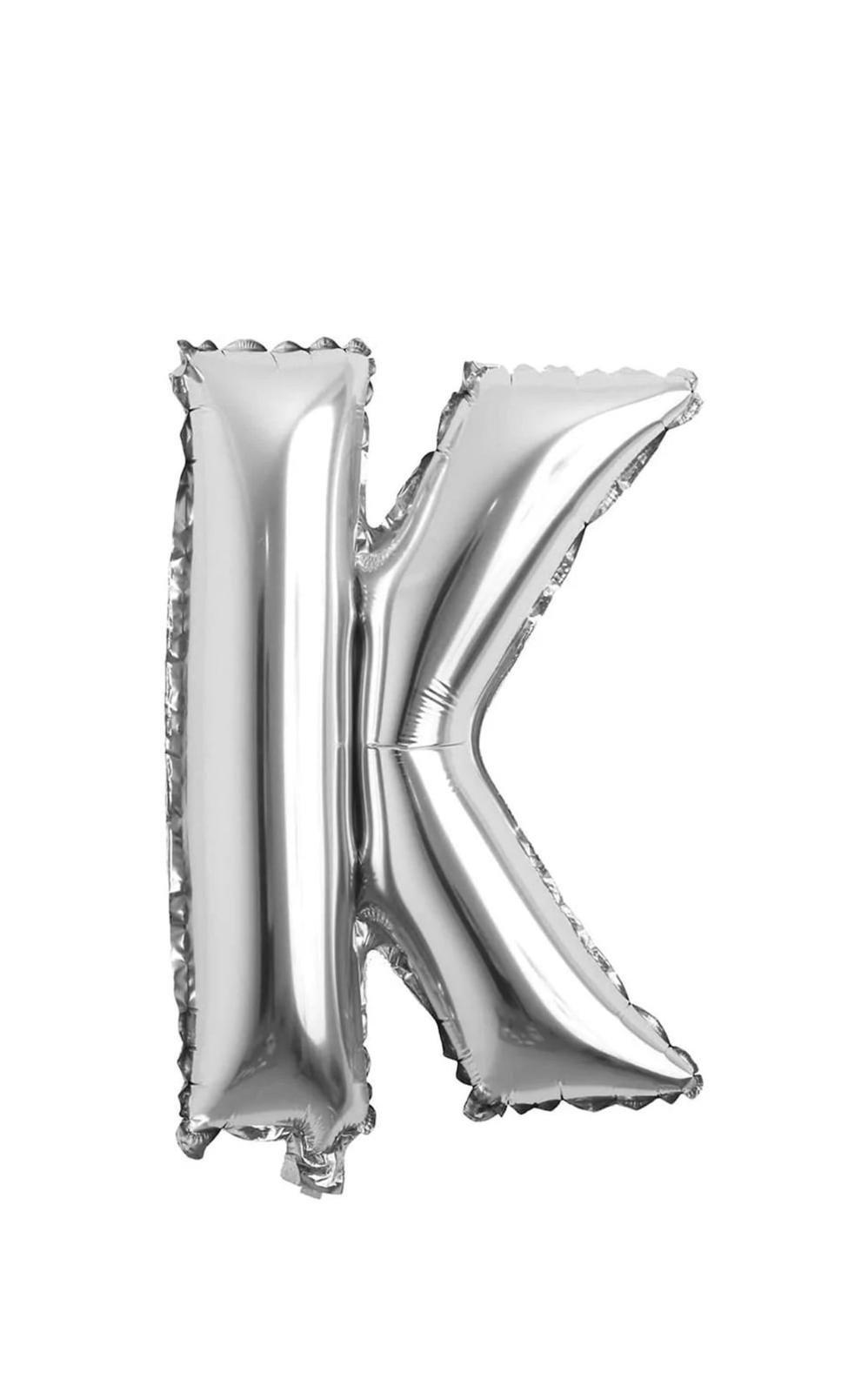 Balon folie litera K – Argintiu (35–40 cm)