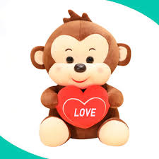Maimuță de pluș cu inimă - Un simbol al iubirii!
