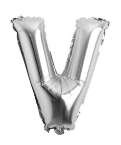 Balon folie litera V – Argintiu (35–40 cm)