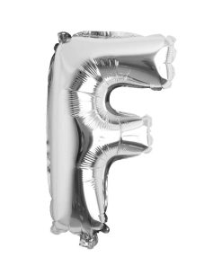 Balon folie litera F – Argintiu (35–40 cm)