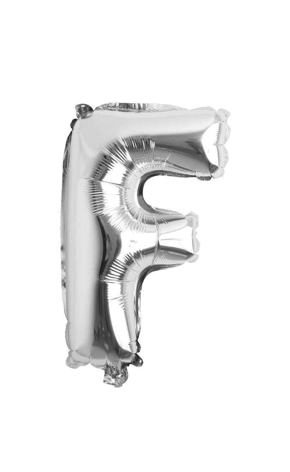 Balon folie litera F – Argintiu (35–40 cm)