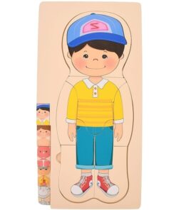 Puzzle din Lemn 3D "Corpul Uman" (Băiat) - Jucărie Educațională Stratificată (Anatomie)