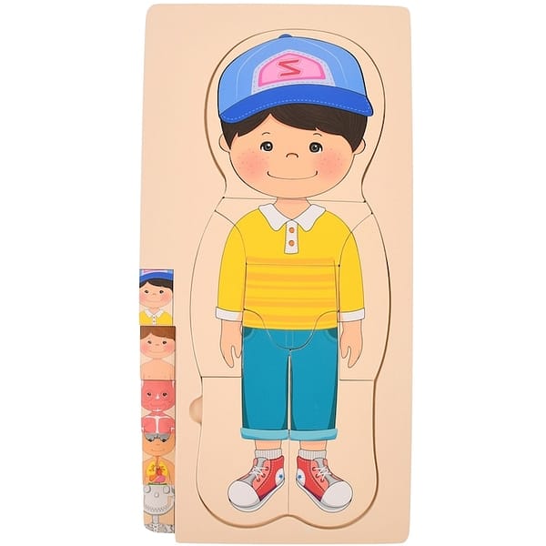 Puzzle din Lemn 3D "Corpul Uman" (Băiat) - Jucărie Educațională Stratificată (Anatomie)