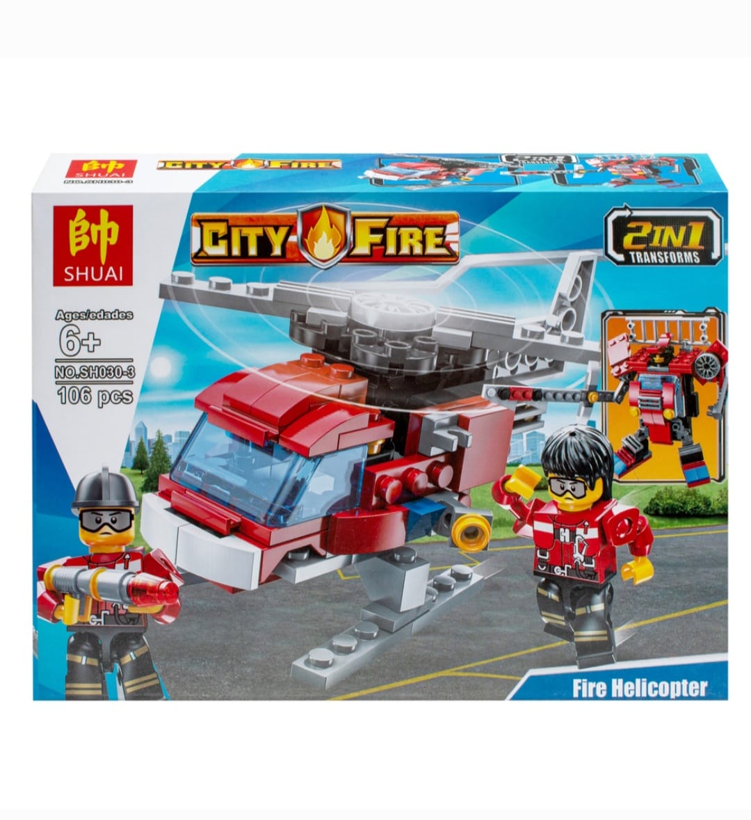 Set lego de Construcție 2-în-1 Elicopter Pompieri (City Fire) - 106 Piese, 6+