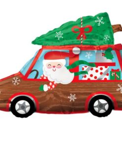 Balon Mașina Moșului – pentru aranjamente cu tematică de Crăciun (60 cm)