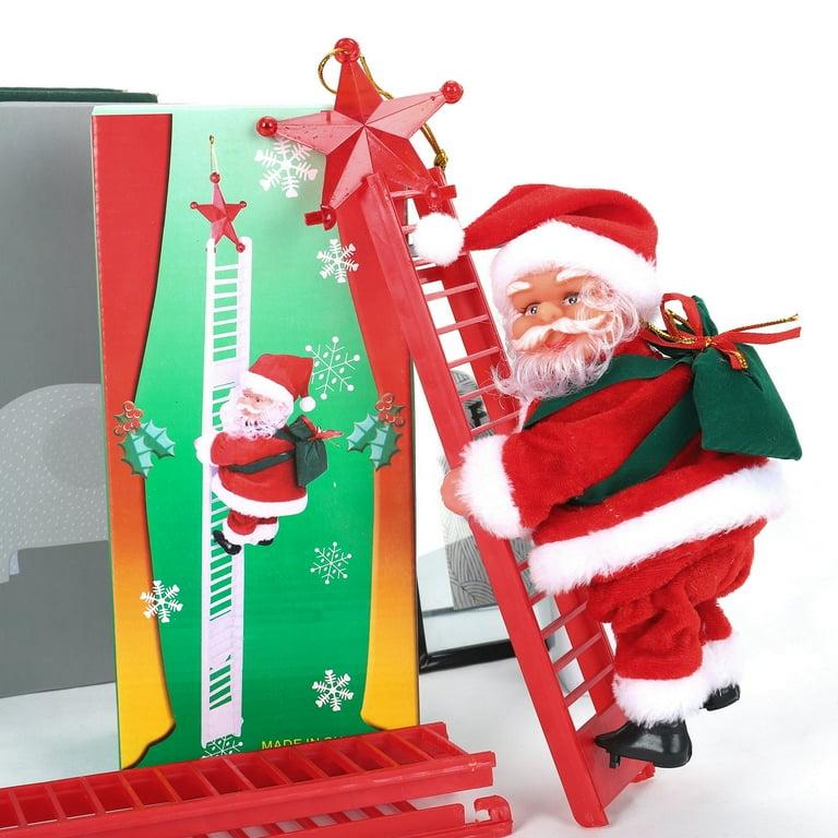 Moș Crăciun Electric care se cațără pe scară – 45 cm