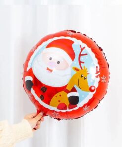Balon Folie Rotund Moș Crăciun și Renul Său
