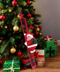 Moș Crăciun Electric care se cațără pe scară – 25,6 inci (65 cm)