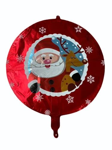 Balon Folie Rotund Moș Crăciun și Renul Său - imagine 2