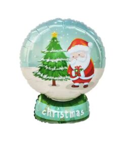 Balon Folie Glob de Zăpadă cu Moș Crăciun și Brad