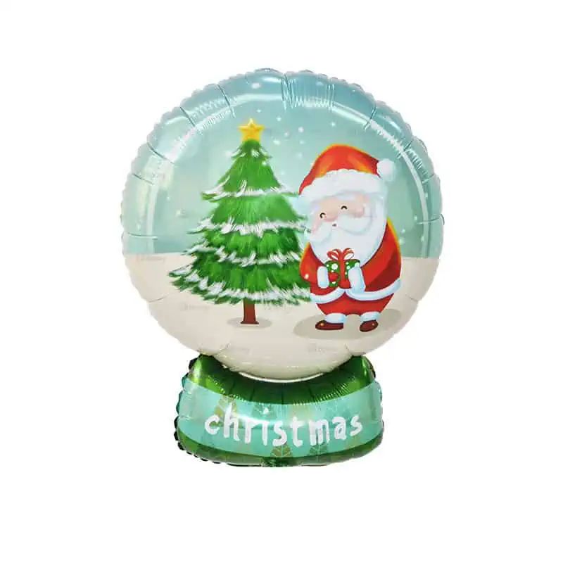 Balon Folie Glob de Zăpadă cu Moș Crăciun și Brad