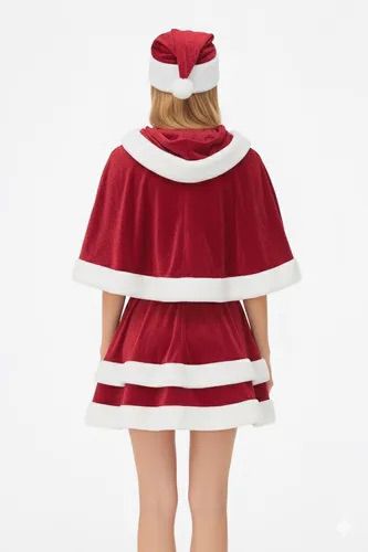 Set Festiv Crăciun – Cardigan/Capă și Căciulă Moș Crăciun (Fără Rochie) - imagine 2